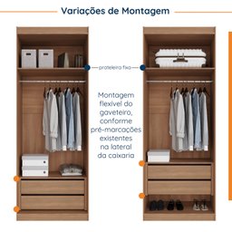 Guarda Roupa Modulado com Espelho 2 Portas com Cabideiro e 2 Gavetas Hera CabeCasa MadeiraMadeira - 7