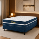 Ver imagem 1 de Conjunto Cama Box Casal Molas Ensacadas 138x188cm Prime Azul Bacetto