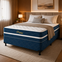 Ver imagem 5 de Conjunto Cama Box Casal Molas Ensacadas 138x188cm Prime Azul Bacetto