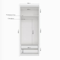 Guarda Roupa Modulado com Espelho 2 Portas com Cabideiro e 2 Gavetas Hera CabeCasa MadeiraMadeira - 5