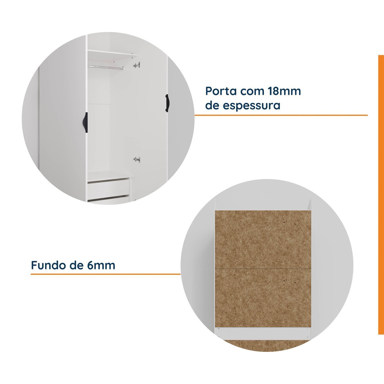 Guarda-Roupa Modulado com Espelho 2 Portas com Cabideiro e 2 Gavetas Hera CabeCasa MadeiraMadeira - 8