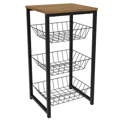 Fruteira de Chao para Cozinha em Metal/mdp 75cm Kappesberg Freijo/preto Fosco