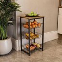 Ver imagem 2 de Fruteira de Chao para Cozinha em Metal/mdp 75cm Kappesberg Freijo/preto Fosco