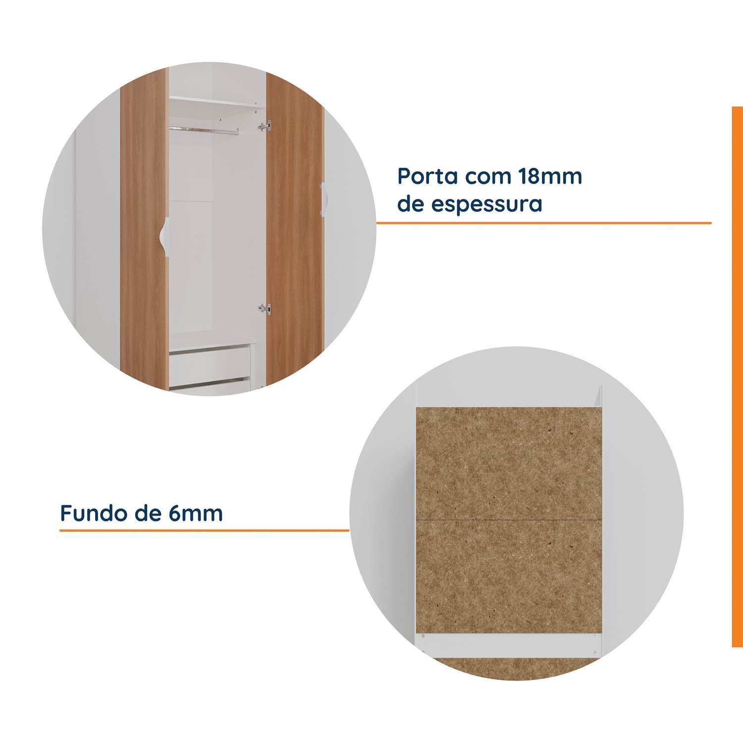 Guarda-Roupa Modulado com Espelho 2 Portas com Cabideiro e 2 Gavetas Hera CabeCasa MadeiraMadeira - 8