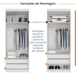 Guarda Roupa Modulado com Espelho 2 Portas com Cabideiro e 2 Gavetas Hera CabeCasa MadeiraMadeira - 7