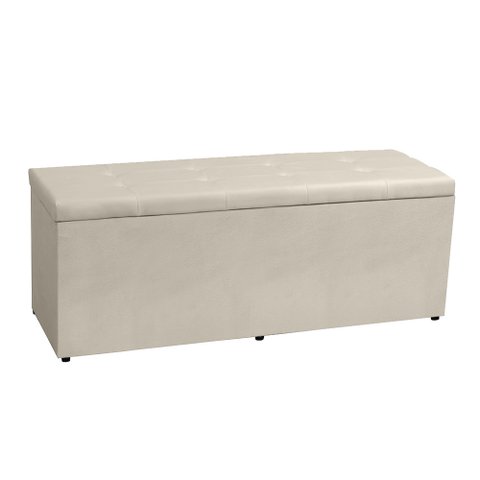 Calçadeira Recamier Baú Solteiro 0,90m Berlim Suede Bege - Pallazio