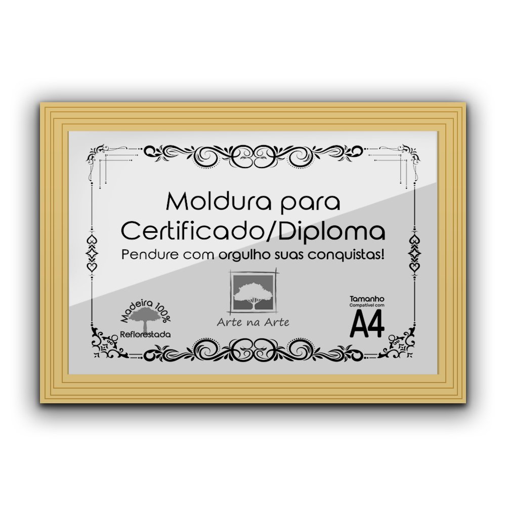 Kit 10 Certificados Diplomas A4 com Tela de Acetato e MDF - Moldura Marfim - 2