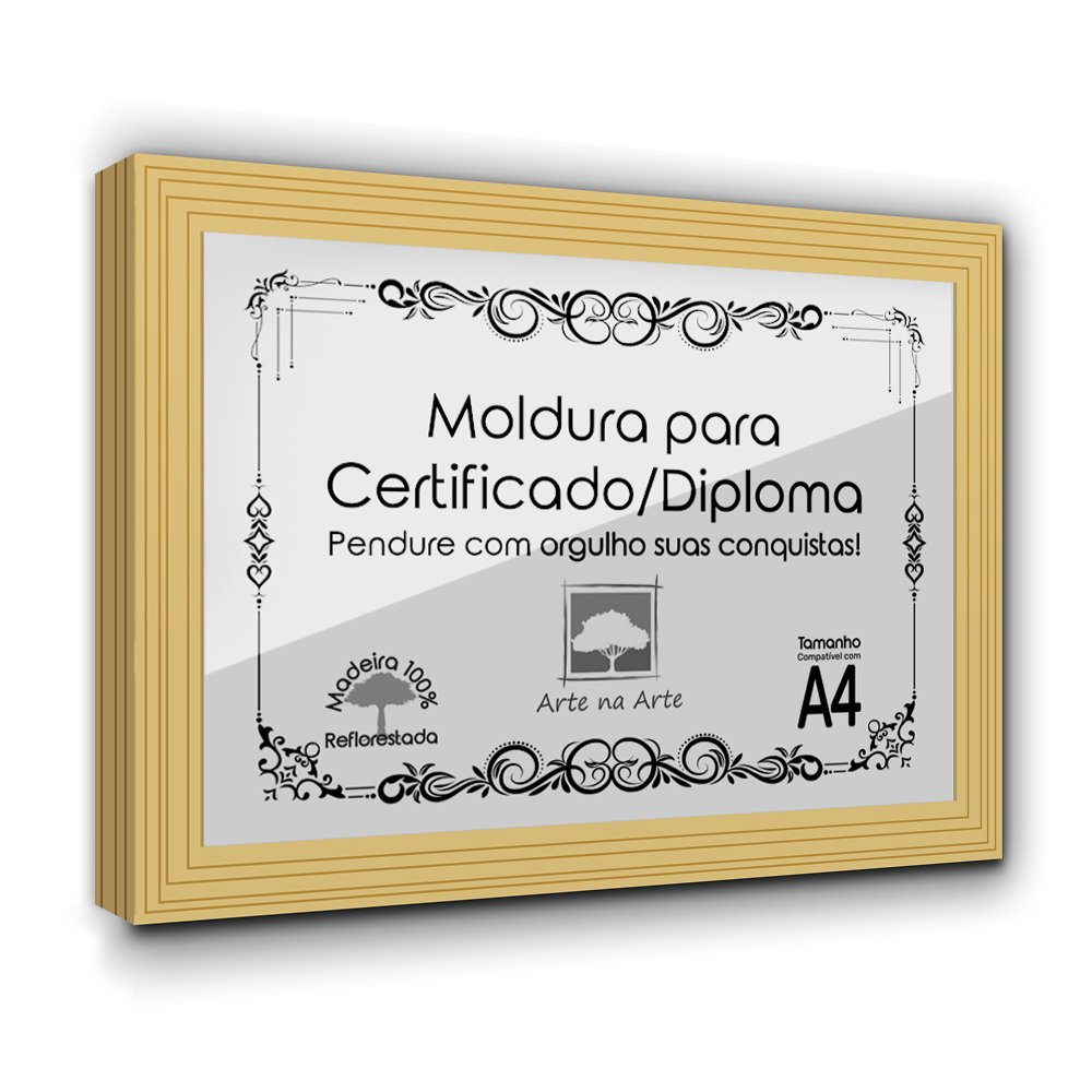 Kit 10 Certificados Diplomas A4 com Tela de Acetato e MDF - Moldura Marfim - 3