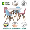 Ver imagem 2 de Conjunto de Mesa Eames Eiffel Infantil Madeira 68cm Quadrado Branco 2 Cadeira Azul e 2 Rosa