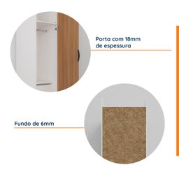 Guarda Roupa 1 Porta 4 Gavetas 1 Cabideiro Hera CabeCasa MadeiraMadeira - 6