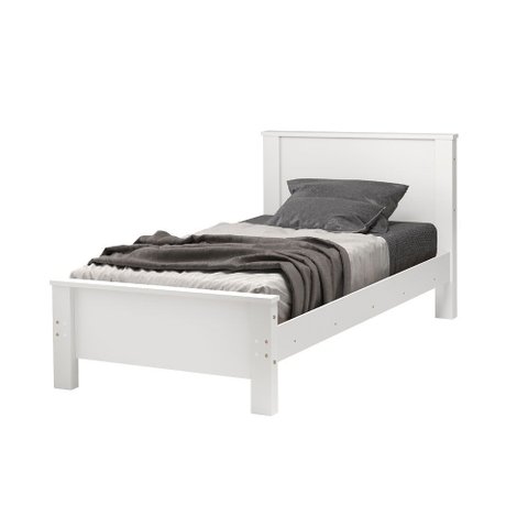 Cama Solteiro Mila com Pés de Madeira Acompanha Colchão D33 para Quarto Infantil e Juvenil - Branco