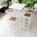 Ver imagem 3 de Conjunto Mesa Bar Bistrô Branca Alta Industrial White 4 Bancos Don Castro Decor