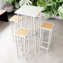 Ver imagem 2 de Conjunto Mesa Bar Bistrô Branca Alta Industrial White 4 Bancos Don Castro Decor
