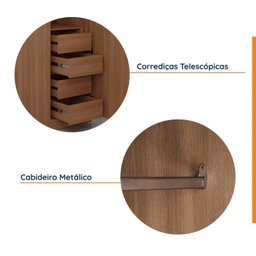 Guarda Roupa 1 Porta 4 Gavetas 1 Cabideiro Hera CabeCasa MadeiraMadeira - 7