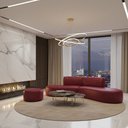 Ver imagem 1 de Sofá Orgânico Módulo Curvo Savana + Puff Corino Modena Vermelho - Vimont Moveis