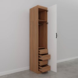 Guarda Roupa 1 Porta 4 Gavetas 1 Cabideiro Hera CabeCasa MadeiraMadeira - 12