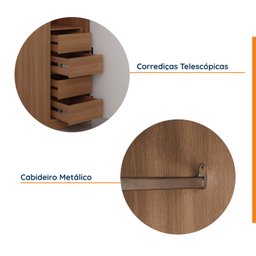 Guarda Roupa 1 Porta 4 Gavetas 1 Cabideiro Hera CabeCasa MadeiraMadeira - 7