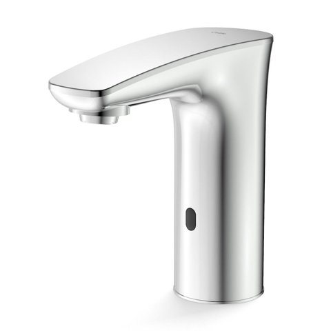 Torneira de Mesa para Lavatório Bica Baixa e-Eletronic Ac/Dc Celite Cinza/Cromado