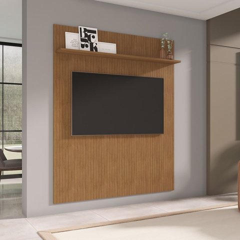 Painel para TV até 60 Polegadas 163,2cmx220cm Siena Marrom Cedro