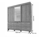 Ver imagem 2 de Guarda Roupa Londres 3 Portas 9 Gavetas com Espelho Benetil Móveis - Cinamomo