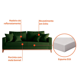 Sofá Living Beny 1,80m (verde) - 3
