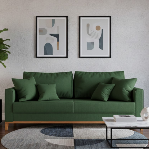 Sofá 3 Lugares, 1,80m, Living Beny, Base de Madeira, Tecido Linho.