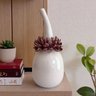 Vaso Decorativo Escultural em Cerâmica Off-white com Flor Artística - 35cm - 2