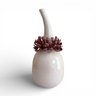 Vaso Decorativo Escultural em Cerâmica Off-white com Flor Artística - 35cm - 1
