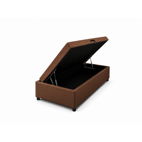 Cama Box Baú Solteiro com Encaixe para Colchão e Puxador Embutido:Marrom