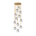 Ver imagem 1 de Pendente Moderno Dourado 60cm Pé Direito Alto Sala Escada Arevo Iluminação 82dr12 Vidro Leitoso Fosc