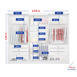 Guarda Roupa Casal MDF Espelhado 3 Portas 6 Gavetas Qatar - 6