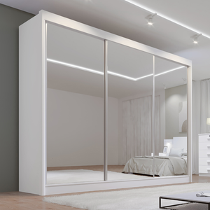 Guarda Roupa Casal MDF Espelhado 3 Portas 6 Gavetas Qatar