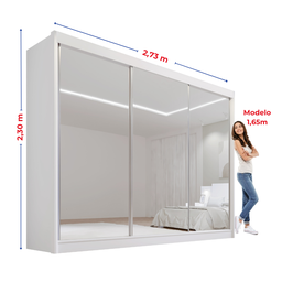 Guarda Roupa Casal MDF Espelhado 3 Portas 6 Gavetas Qatar - 4