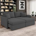 Ver imagem 2 de Sofá Cama Retrátil para Sala de Estar 254cm Una K01 Veludo Cinza - Lyam Decor
