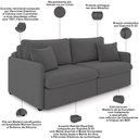 Ver imagem 4 de Sofá Cama Retrátil para Sala de Estar 254cm Una K01 Veludo Cinza - Lyam Decor