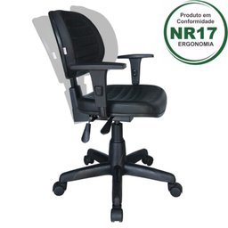 Cadeira Executiva Back System COSTURADA com Braços Reguláveis - Cor Preta - 1