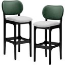 Ver imagem 1 de Kit 2 Banquetas Alta Bar Cozinha Sala Jantar Betta L02 Preto Facto Verde Linho Cinza - Lyam Decor