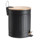 Ver imagem 1 de Lixeira 5l Fluted Preta C/pedal em Metal e Bambu Mek