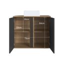 Ver mais imagens de Gabinete de Banheiro 80cm com Espelheira 2 Portas e Cuba Antônia Preto/Mel/Grafite