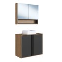 Ver imagem 2 de Gabinete de Banheiro 80cm com Espelheira 2 Portas e Cuba Antônia Preto/Mel/Grafite