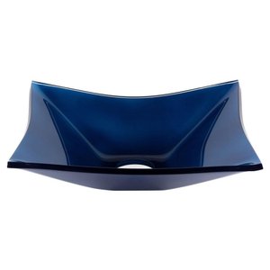 Cuba Quadrada De Vidro 39X34Cm Azul Escuro Para Banheiro