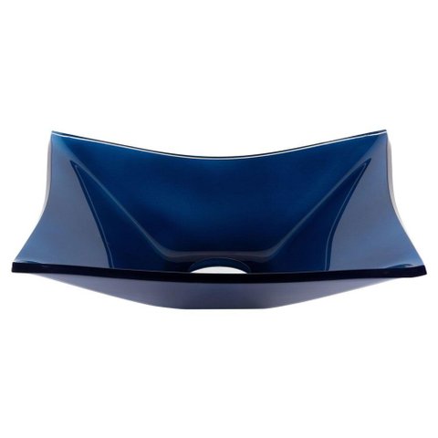 Cuba Quadrada De Vidro 39X34Cm Azul Escuro Para Banheiro
