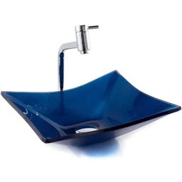 Cuba Quadrada De Vidro 39X34Cm Azul Escuro Para Banheiro - 2