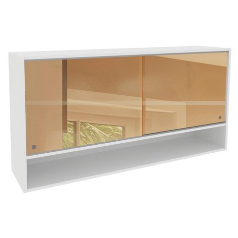 Armário Aéreo 2 Portas de Correr Vidro Branco Madesa