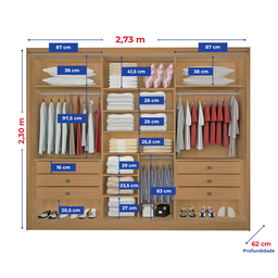 Guarda Roupa Casal MDF Espelhado 3 Portas 6 Gavetas Qatar - 6