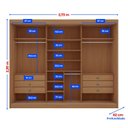 Ver imagem 5 de Guarda Roupa Casal MDF Espelhado 3 Portas 6 Gavetas Qatar Marrom/Cinamomo