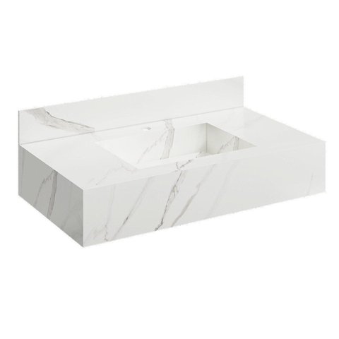 Bancada em Porcelanato para Banheiro Completa Alto Padrão 80cm X 15cm com Cuba Esculpida Lisboa