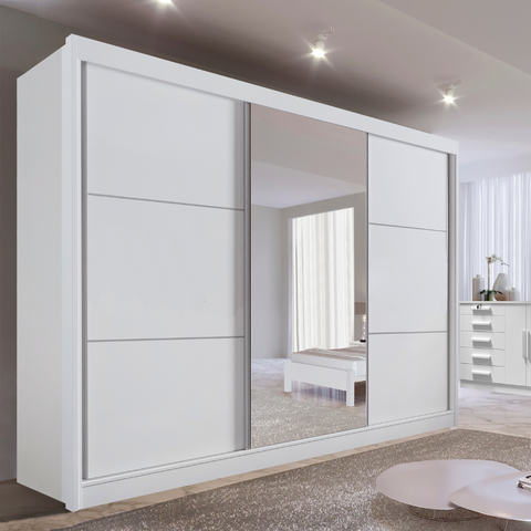 Guarda Roupa com Espelho Casal 3 Portas 6 Gavetas 100% Mdf Miami