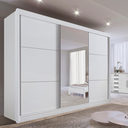 Ver imagem 1 de Guarda Roupa com Espelho Casal 3 Portas 6 Gavetas 100% MDF Miami Branco