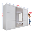 Ver imagem 6 de Guarda Roupa com Espelho Casal 3 Portas 6 Gavetas 100% MDF Miami Branco
